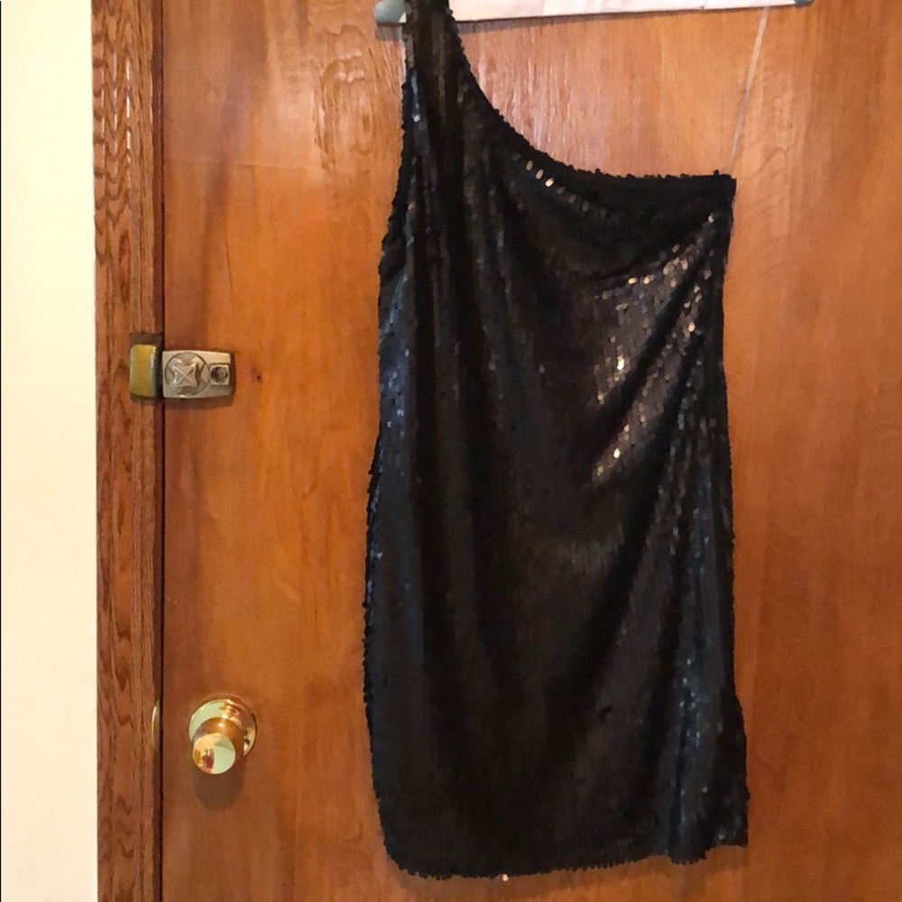 One shoulder mini sequins dress